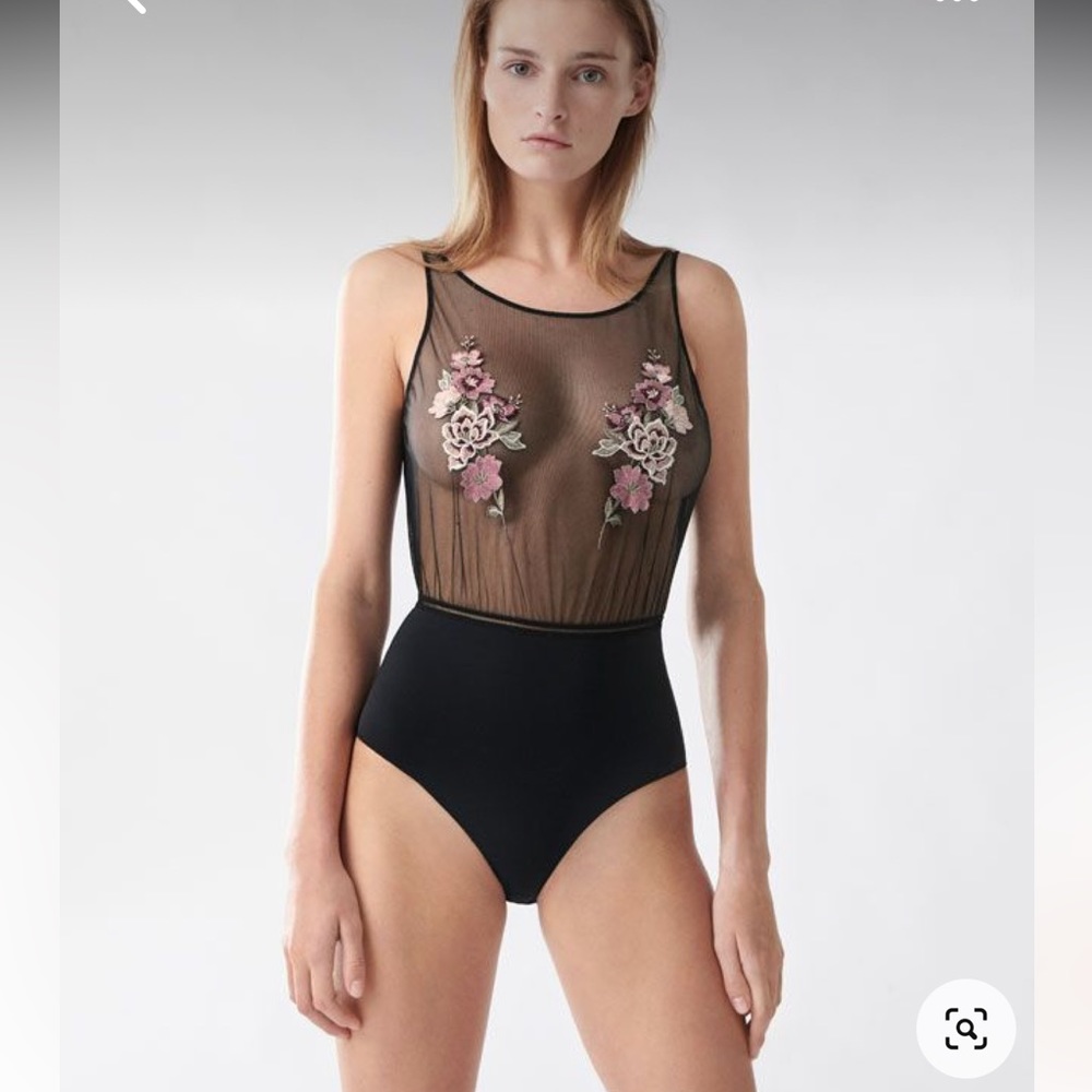 Oysho floral embroidered Body Tulle Medium